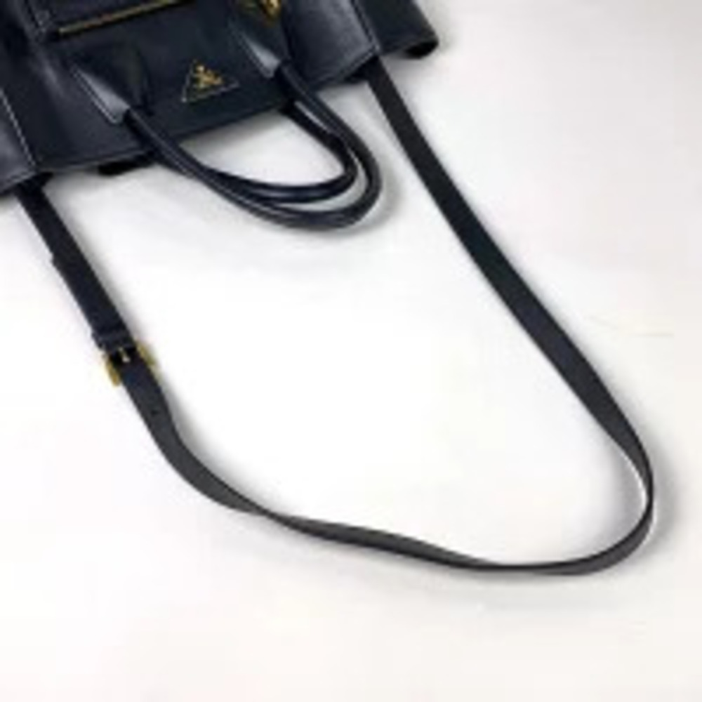 Prada Plate 2way Shoulder Bag Shopping Leather Nero Black - Picture 7 of 7